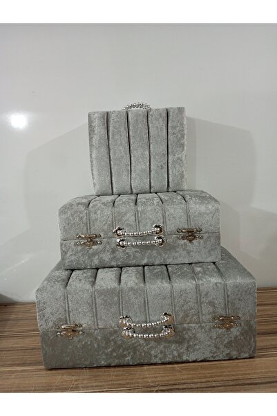 Sandık Dünyası Dowry Chest Bag Suitcase Bride Groom Bundle Chest 3-Piece Set 1405