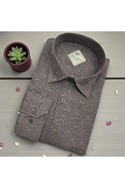 EREN STYLE Beige Classic 100% Cotton Long Sleeve Anti-Sweat Winter Flannel Anti-Sweat Shirt (Regular Fit)