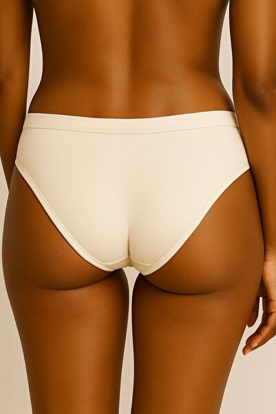 enmodaiçgiyim 7 Pieces of Ecru Cotton Basic Daily Women's Bikini Panties – Regular Waist, Non-Marking, Soft, Flexible and Comfortable