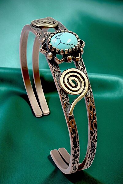 İyyaKee Doğal Firuze Taşlı Kadın Bakır Bileklik – Şans ve Koruma Enerjili Bil...