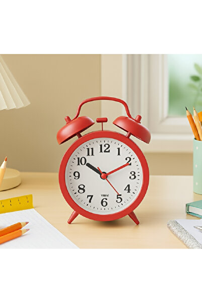 Livava Alarmlı Mini Masa Saati, Kırmızı, 12x8