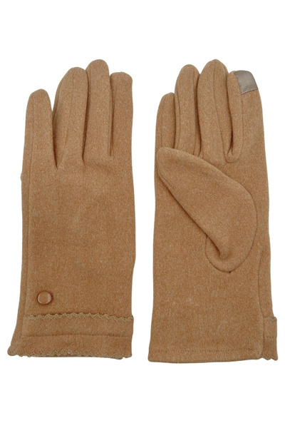 Sofist İstanbul Camel Suede Look Button Detailed Soft Women's Gloves