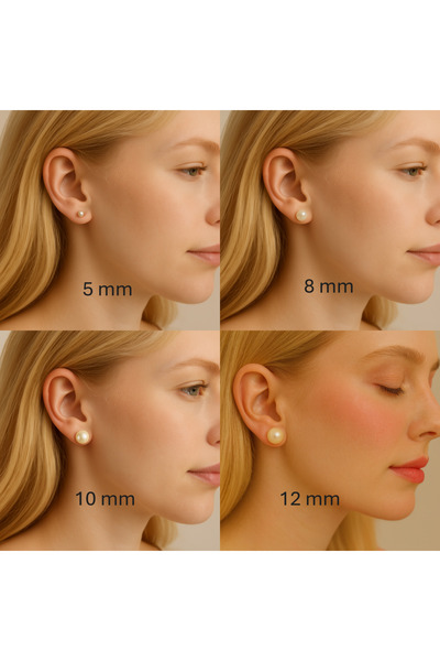 Set Bej Rengi (EKONOMİK 4 ÇİFT ) Parlak İnci Küpe – Şık ve Minimal Tasarım (5...