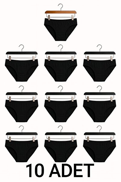 enmodaiçgiyim 10 bucăți chiloți de bikini pentru femei, din bumbac negru, basic zile – talie normală, fără urme, moale, flexibil, confortabil