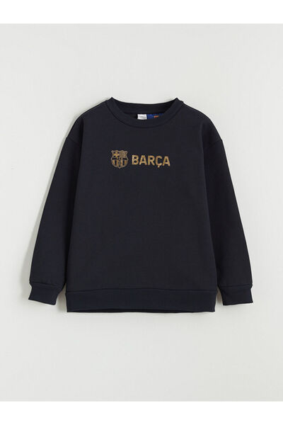 LC Waikiki Antrasit Barcelona Baskılı Erkek Çocuk Kalın Sweatshirt