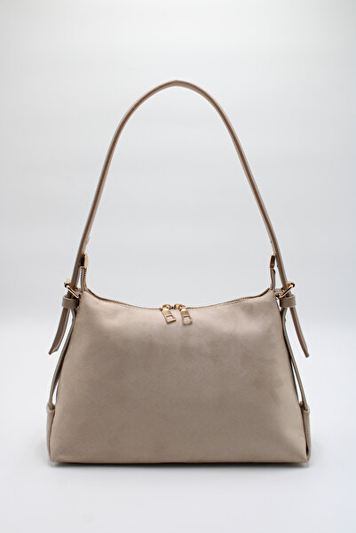 LASSO Women's Suede Beige Adjustable Hand Strap Hand, Arm and Shoulder Bag