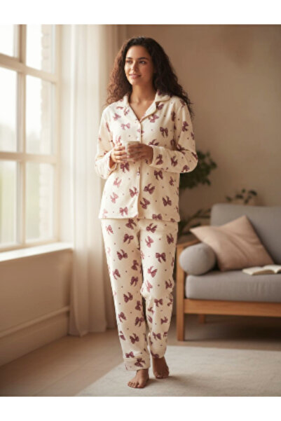 Star Fashion Women's pajamas with buttons, for winter, 100% microfiber, cheerful print