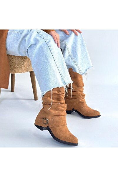 Zerenyus Canty Premium Tan Suede Bellows Heeled Boots