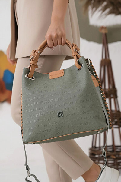 POLO CLUB Women's Black Knitted Detailed 4-Compartment Shoulder Bag and Handbag (27X31 cm)