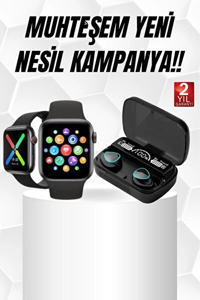 Mey İthalat® Kaliteli Akıllı Saat ve Kaliteli Bluetooth Kulaklık ANC Özelliği Uzun Pil Ömrü
