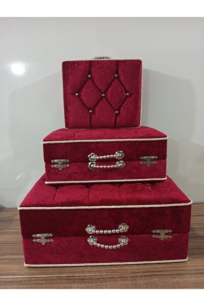 Sandık Dünyası Dowry Chest Bag Suitcase Bride Groom Bundle Chest 3-Piece 1407
