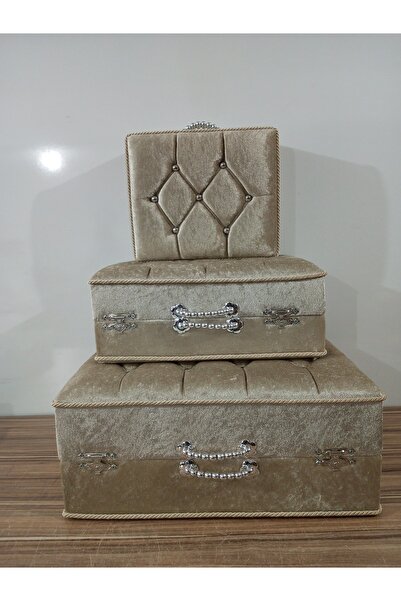 Sandık Dünyası Dowry Chest Bag Suitcase Bride Groom Bundle Chest 3-Piece 1407