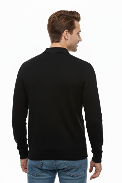 DYNAMO Men's Polo Neck Zippered Knitwear Sweater Regular Fit 7001 Bgl-St04921