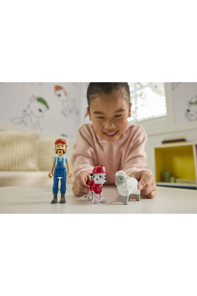 PAW PATROL Set - 3 Figures: Marshall and Farmer Al