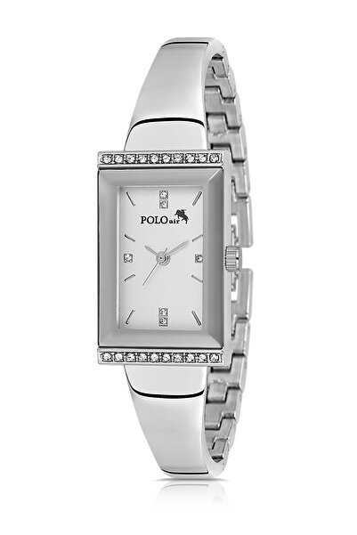 Polo Air ساعة يد نسائية فاخرة بمشبك حجري لون فضي PL-1566B2x