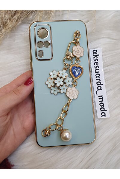 ZB Aksesuarda Moda Vivo Y53S Compatible Flowered Stone Laser Cut Shiny Case