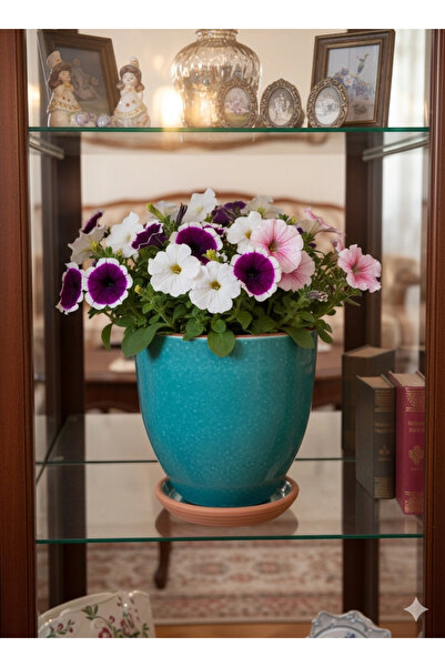 çömlek diyarı TOPRAK SIRLI DÜZ SAKSI