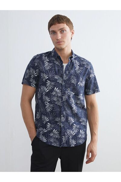 LC Waikiki LCWAIKIKI Classic Regular Fit Kısa Kollu Desenli Poplin Erkek Gömlek