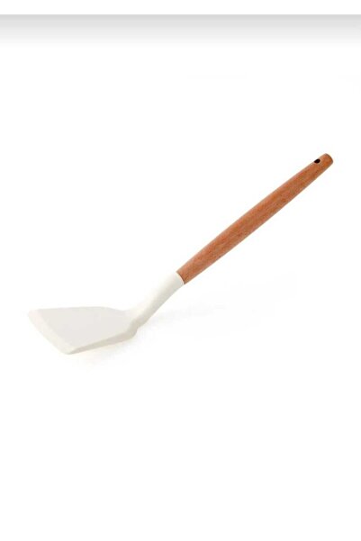 elfnur Acacia Handle Silicone Serving Spatula Hard Tip Heat Resistant Fireproof Non-Stick