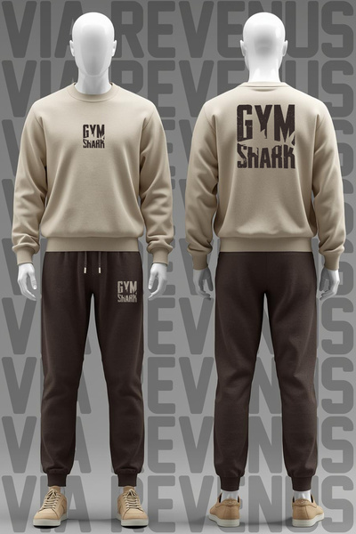 Vordevia Gym Printed Soft Fabric 3 Thread Cotton Sh Fleece-Lined Crew Neck Sweatshirt and Sweatpants