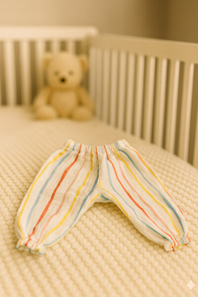 sarpelier %100 Pamuk Müslin Bebek Pantolon Lastikli Paça Şalvar Model