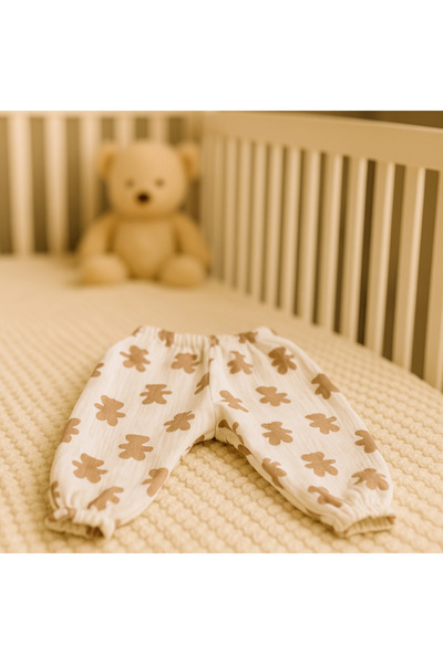 sarpelier %100 Pamuk Müslin Bebek Pantolon Lastikli Paça Şalvar Model