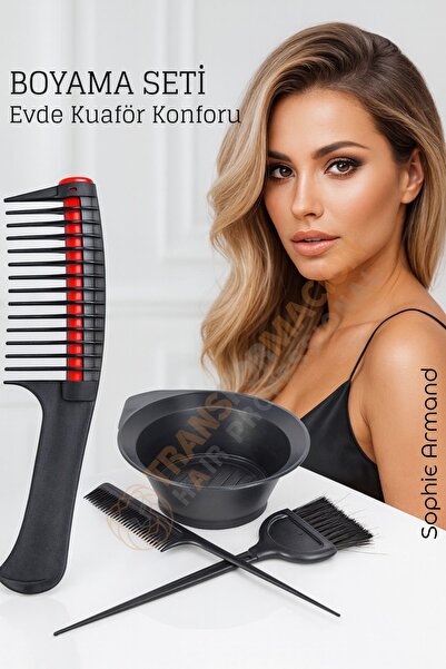 Transformacion Saç Boyama Seti 3’lü ve Saç Boya Sıyırıcı Tarak, Seti Fırça, Boya Kabı ile Profesyonel Uygulama