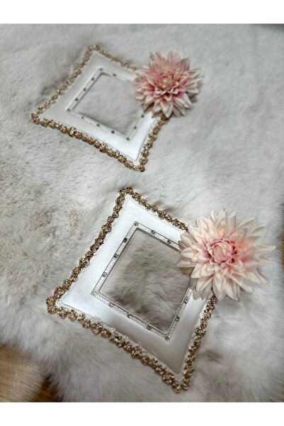Marrone Double Pink Floral Gold Detailed Socket Frame 2 Pieces