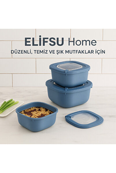 ELİFSU HOME 3 Piece Storage Container Set (600-1100-1800 ml)