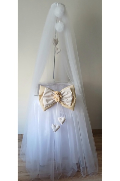 Mutlu Başlangıçlar Sepet Beşik Cibinlik Takımı,Hastane Süsleme,Küvoz Eteği,Ci...