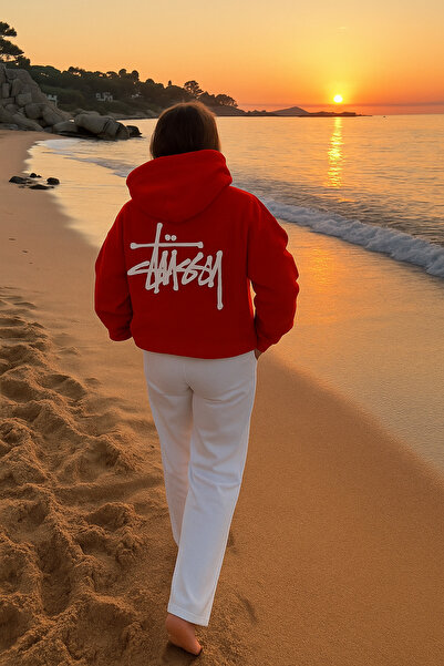 CLASSY.MODA Unisex Oversized 3 Thread Thick Fabric K Hooded Back Lettering B Printed Streetwear Sweat Hoodie