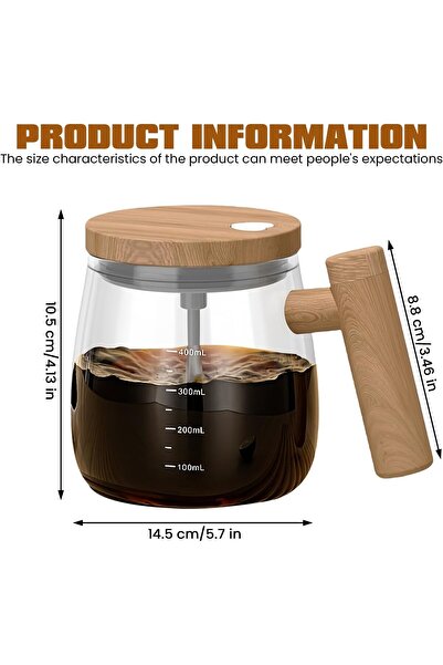 RSI Home Self Stirring Cup 400 ml Glass Self Stirring Mug