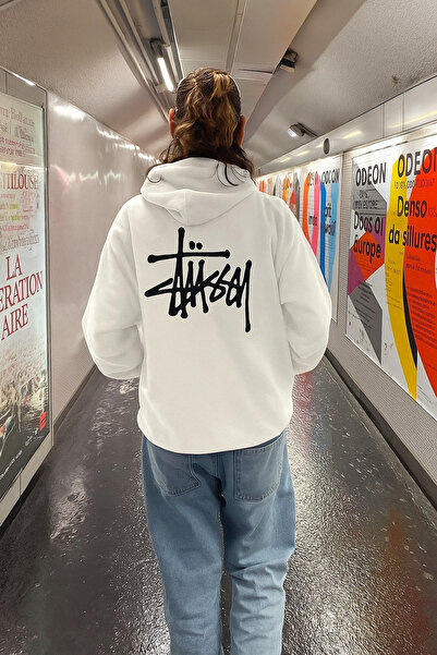 CLASSY.MODA Unisex 3 Thread O Oversized K Hooded Back Lettering B Printed Thick Kangaroo Pocket Streetwear Sweat