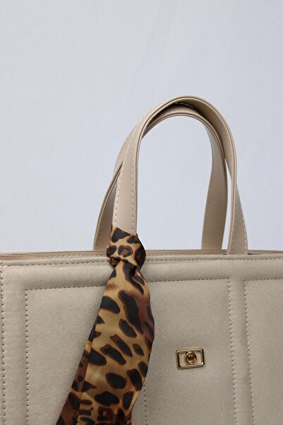 mossi Mink Suede Nubuck Faux Leather Large Size Embroidery Detailed Hand and Shoulder Bag