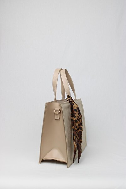 mossi Mink Suede Nubuck Faux Leather Large Size Embroidery Detailed Hand and Shoulder Bag