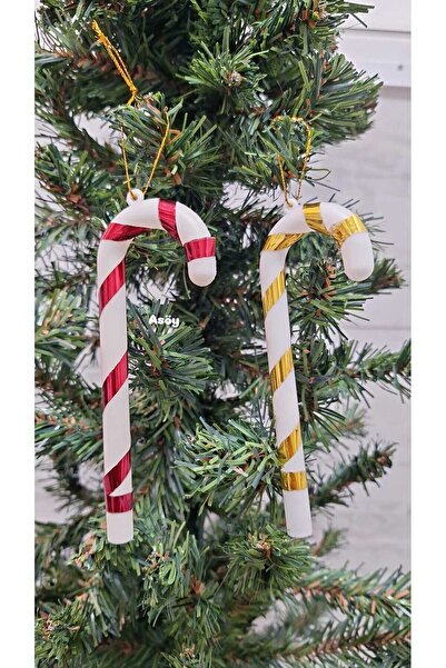 asöy Ornament pentru brad de Crăciun 2 bucăți Baston Candy Red Gold Baston Or...