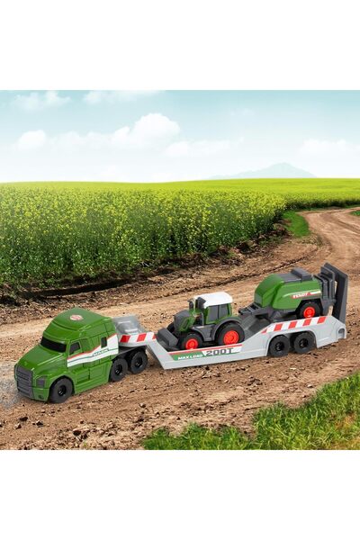 Cici Oyuncak Fendt Çekici ve Traktörlü Araç Seti Çocuk Oyuncak Traktör Taşıyan Tır Oyun Seti Orijinal