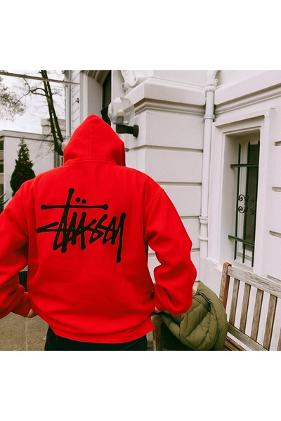 CLASSY.MODA Unisex Oversized 3 Thread Thick Fabric K Hooded Back Lettering B Printed Kangaroo Pocket Sweatshirt