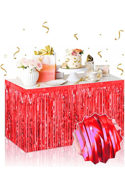Marsilyan Αυτοκόλλητη Κόκκινη Μεταλλιζέ Φούντα Τραπεζιού – 75 X 275 εκ. Διακό...