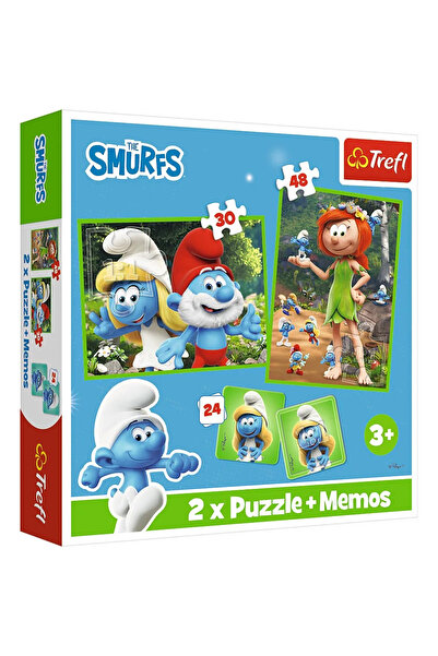 Trefl Σετ παζλ και παιχνιδιού μνήμης Trefl 2 σε 1 - Στρουμφάκια διασκεδάζουν
