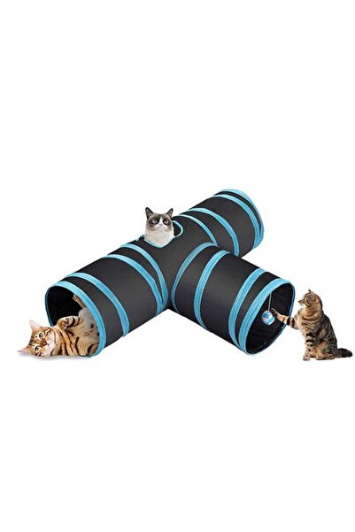 Pawise نفق للقطط بثلاثة مداخل، موديل 23×48 سم