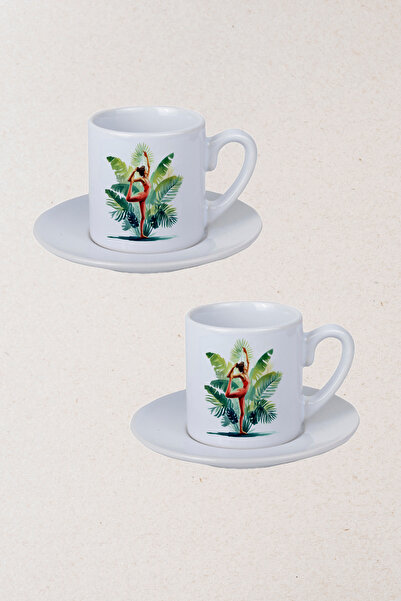 Ormira Konsept مجموعة فناجين القهوة التركية B مطبوع من دوبل يوجا