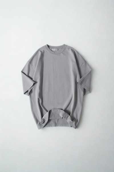 A&O Style Men's Gray Oversized Crew Neck Basic Cotton T-Shirt