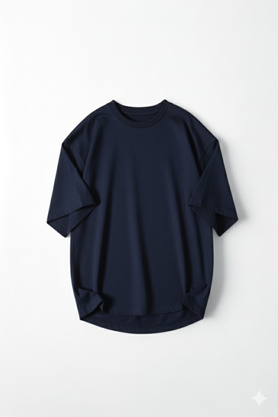 A&O Style Men's Navy Blue Oversized Crew Neck Basic Cotton T-Shirt