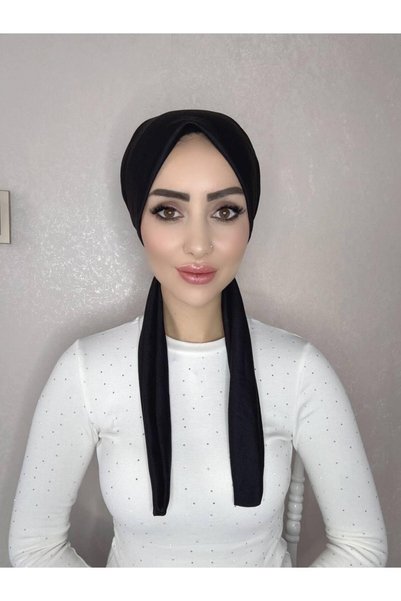 OykumBone Siyah dört mevsim kullanıma uygun düz pamuk şal eşarp