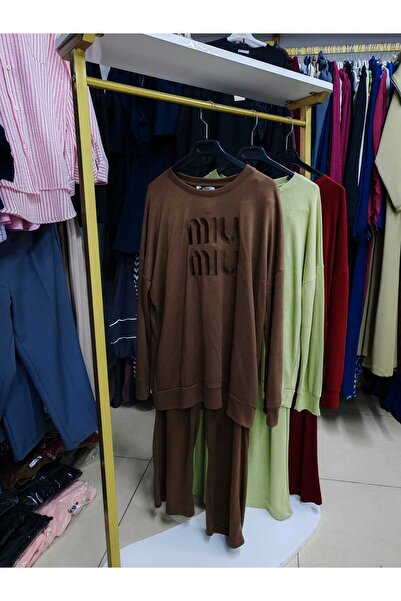 Sabase Embroidered Patterned Fabric Sweatshirt Set