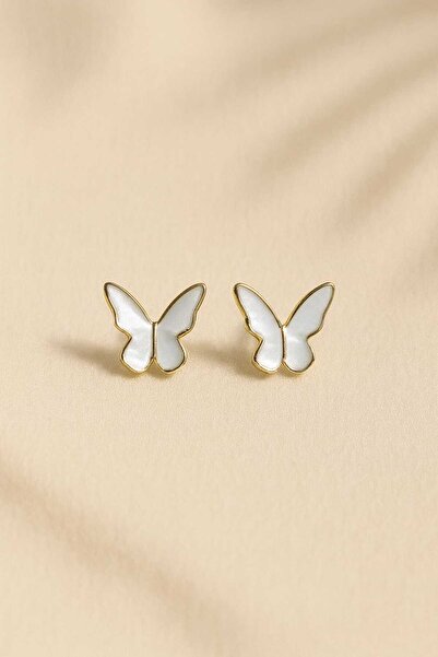 Pawnest Handmade Minimalist Butterfly Earrings – Elegant Enamel Design, Gold ...