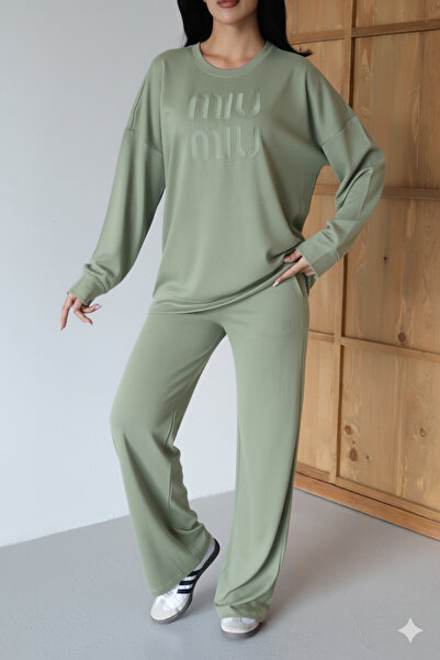 Sabase Embroidered Patterned Fabric Sweatshirt Set