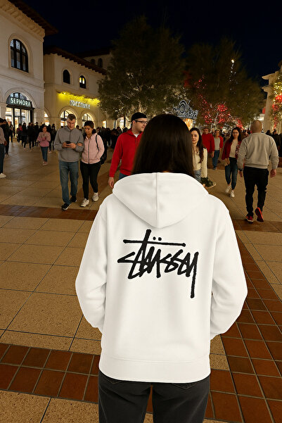 CLASSY.MODA Unisex Oversized 3 Thread Ş Fleece-Lined Back Lettering B Printed Thick K Hooded Kangaroo Pocket Sweat