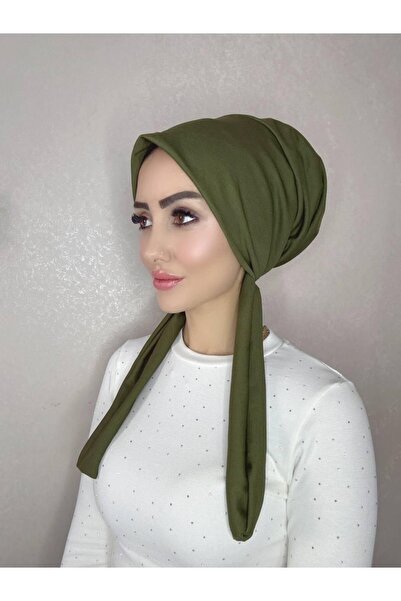 OykumBone Haki dört mevsim kullanıma uygun düz pamuk şal eşarp